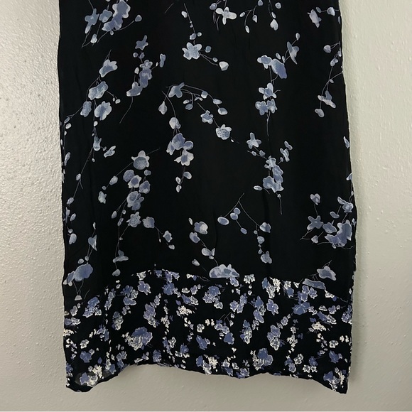Vintage Ash & Sara Black Blue Floral Midi Dress Size S 90s Sleeveless Flowy - Picture 3 of 8